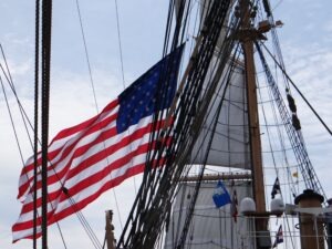 Flag staff on the Eagle U.S. Fleet