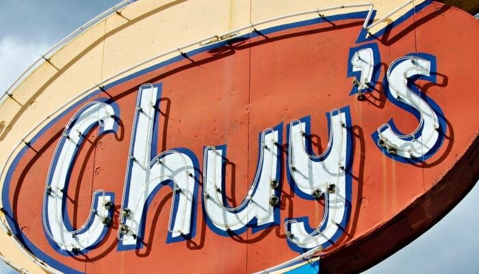 Chuy's Tex Mex Food Sign on Barton Springs