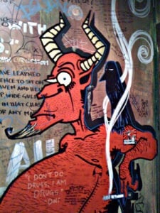 Graffiti art at Epoch Coffee Austin Texas Graffiti art in the bathroom of Epoch Coffee