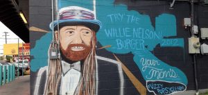 Willie Nelson Mural in Austin at Your Mom's Burger Bar