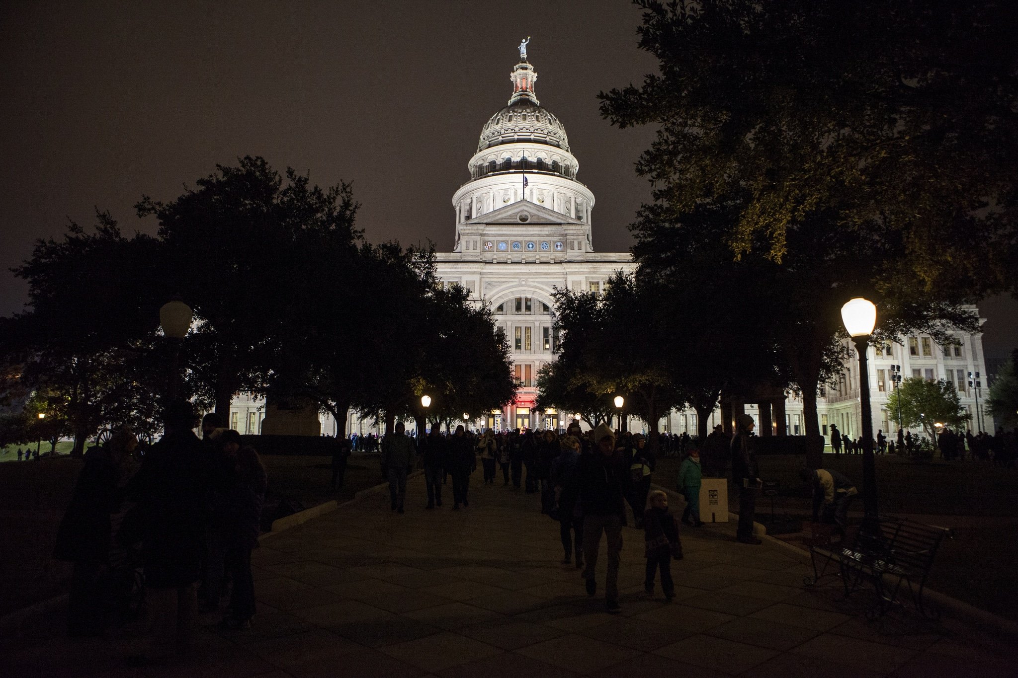 Crowd Gathers at Texas Capitol Building
