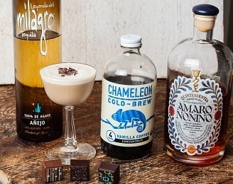 Chameleon's Vanilla Coffee delicately mixed with Milagro and Amaro