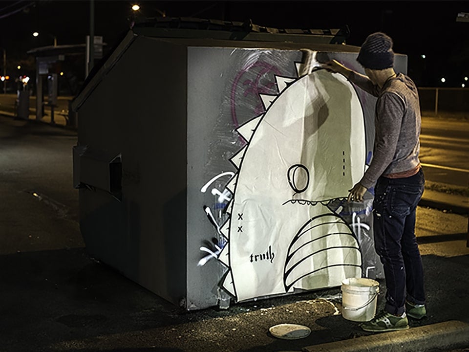 Gay Dino Street Art by Mike Truth Johnson