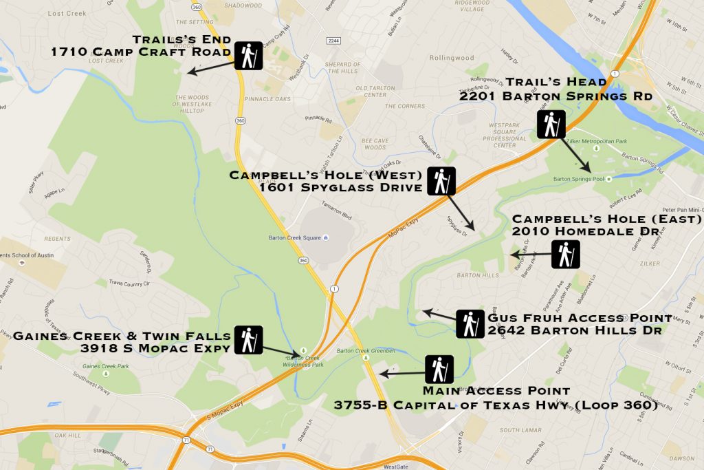 barton creek greenbelt trail map The Complete Guide To Austin Greenbelt Access And Trails barton creek greenbelt trail map