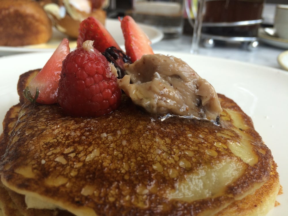 Olive Oil Pancakes with fig and walnut butter at VOX