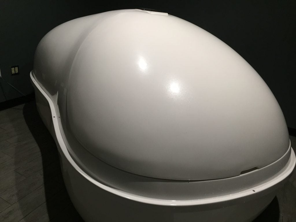 sensory deprivation tank at liquid floats