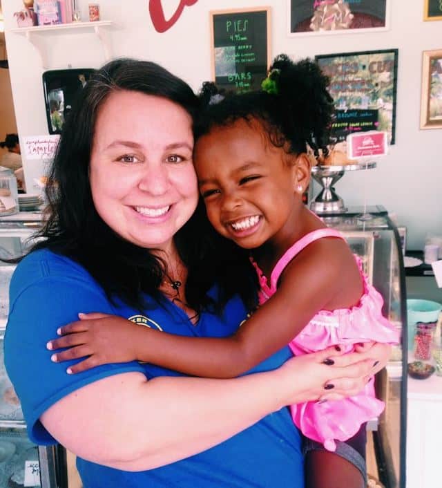 Owner of Sugar Mama's Bakeshop Olivia with her daughter