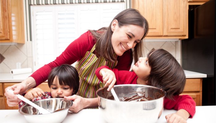 Nicole Patel With Kids in Kitchen