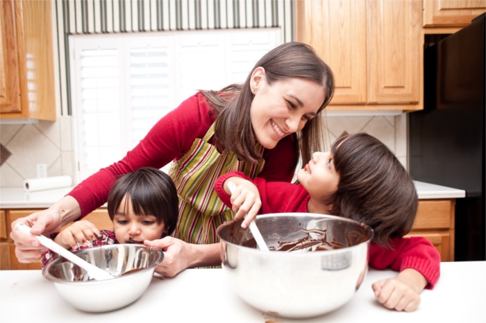Nicole Patel With Kids in Kitchen