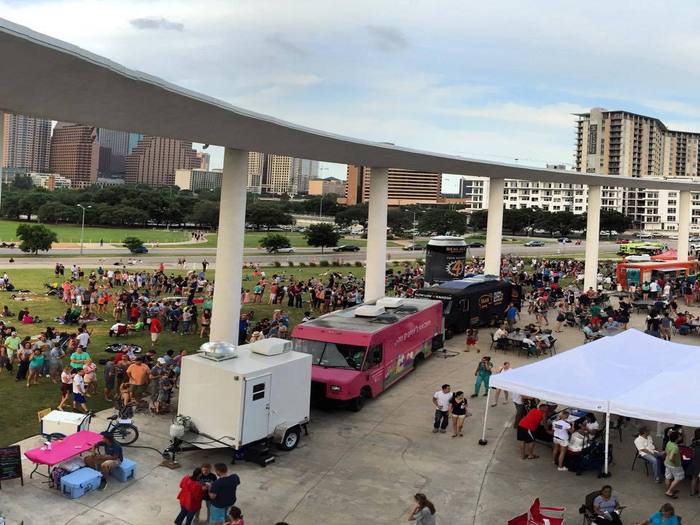 Aerial view Trailer Food Tuesdays at Long Center