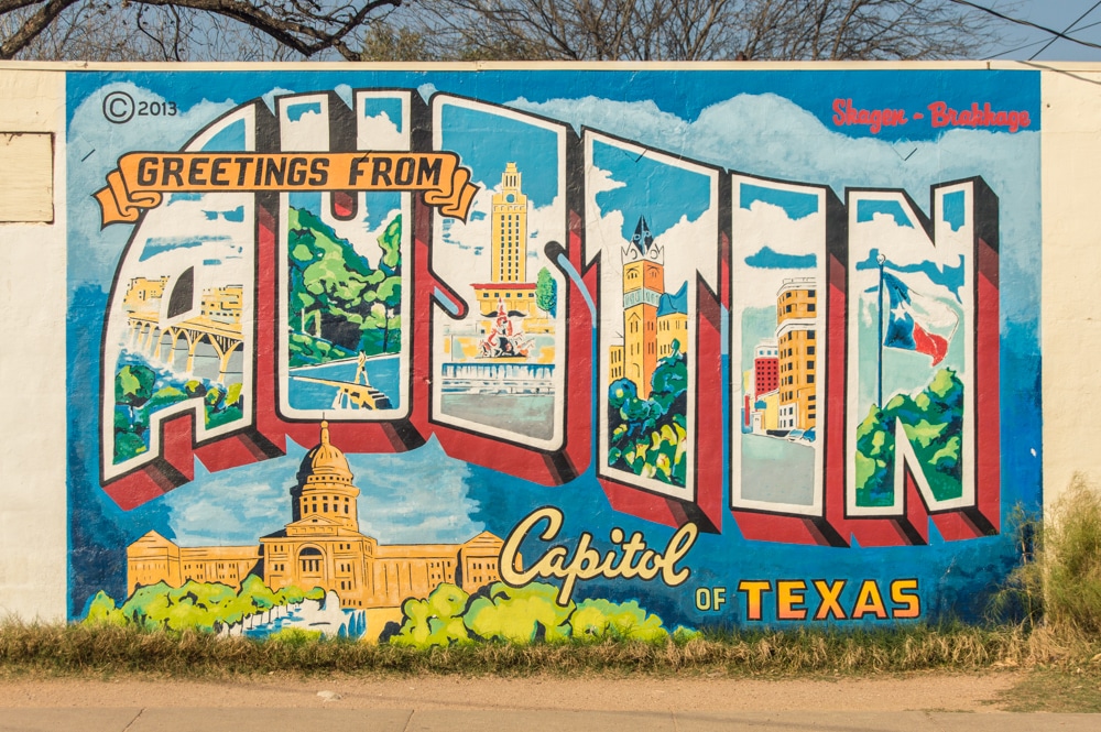 Greetings from Austin mural