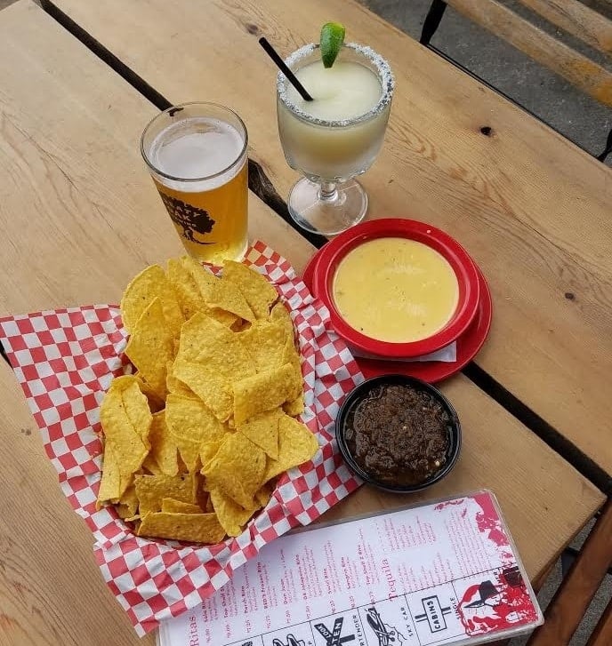 Beer Margarita and Queso at Red's Porch