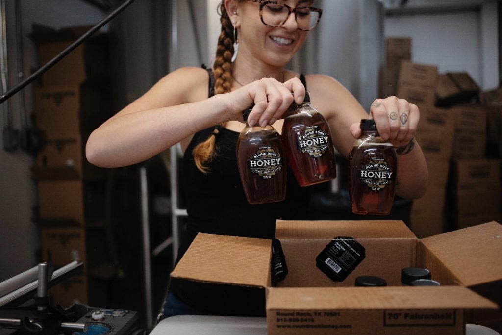 Bottled Local Honey in the Austin Area