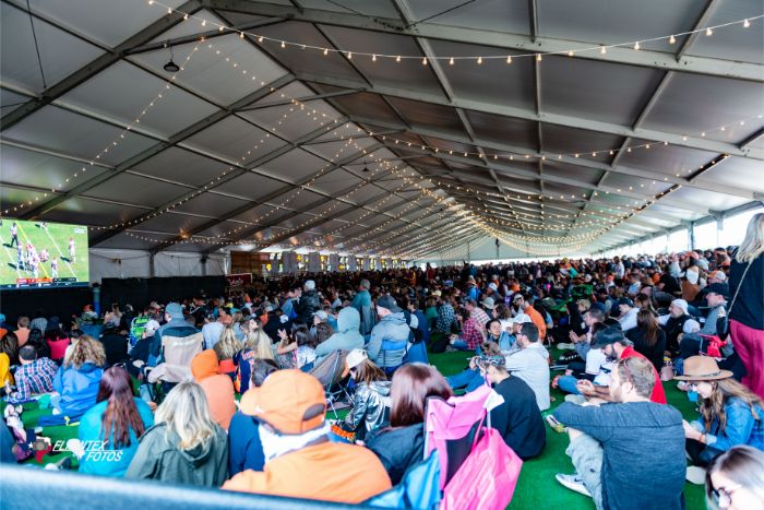 Packed Beer Tent During Longhorns Game at ACL Fest