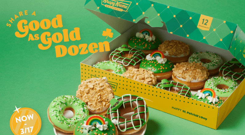 Austin St Patrick's Day Food Drinks - Green Donuts for St Patrick's Day at Krispy Kreme